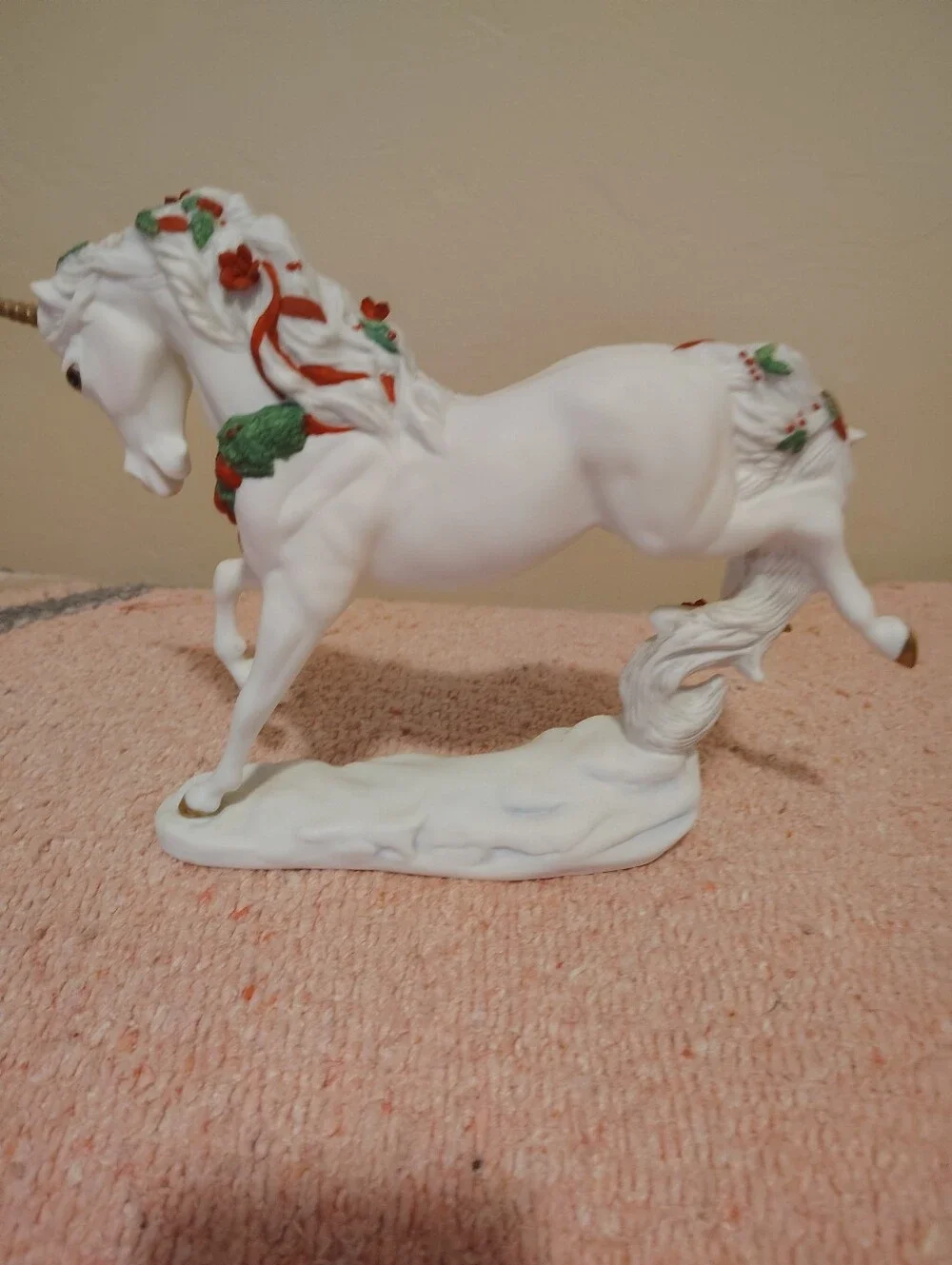 VTG Princeton Gallery Porcelain Unicorn Yuletide Delight 1991 W/COA